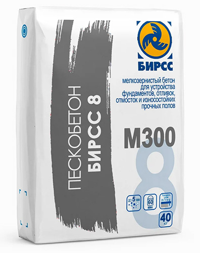 Цементно-песчаная смесь пескобетон М300 БИРСС 8 Мороз, 40 кг